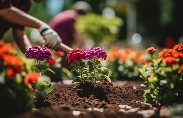 freshly planted flowers