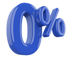 0 percent discount number blue 3d render