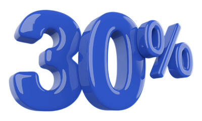 3x0 percent discount number blue 3d render