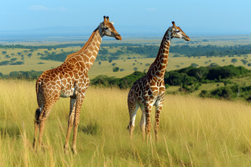 Obraz premium Giraffes in the Natural Savannah Habitat