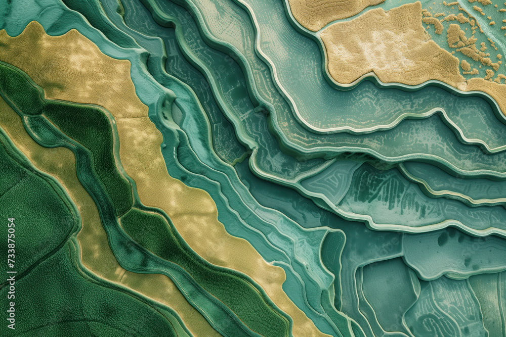 Poster surreal labyrinth like landscape inspired by the rice fields in vietnam. background image. created w