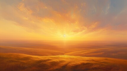 Naklejka na ściany i meble Glowing Sunset: Painting the Sky with Radiance