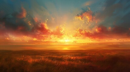 Fototapeta premium Glowing Sunset: Painting the Sky with Radiance