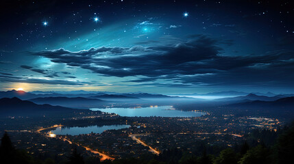 View of a star cloud flickering like a distant city from ligh