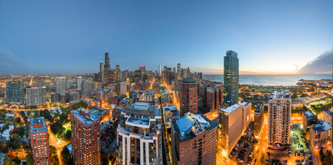 Chicago, Illinois, USA Downtown Skyline from Above - obrazy, fototapety, plakaty