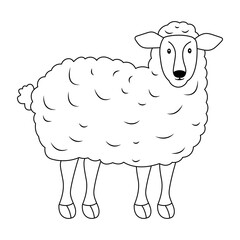 Black and white Isolated Cute Sheep Vector Artwork