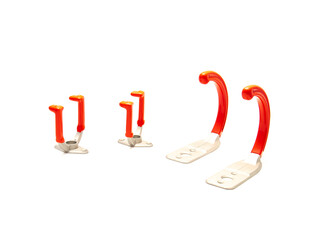 Selection of garage storage utility hooks with large zinc alloy U-Hooks, J-Hooks in red finishes...