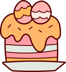 Easter children and rabbit eggs cute spring hand drawn illustration