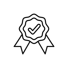 Verified badge outline icons, minimalist vector illustration ,simple transparent graphic element .Isolated on white background