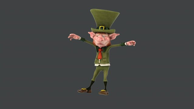 Fun 3D cartoon leprechaun dancing (with alpha channel)