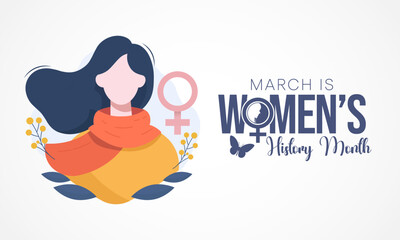 Women's History month is observed every year in March, is an annual declared month that highlights the contributions of women to events in history and contemporary society. Vector illustration design.