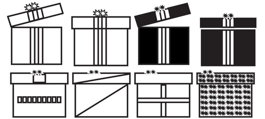 Present gift box icon. Vector isolated elements. Christmas gift icon illustration vector symbol. Surprise present linear design.