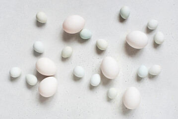 Easter eggs on the white table