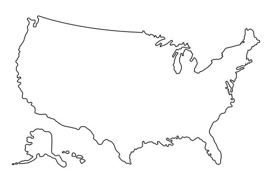 USA Outline Map White Background Vector Illustration