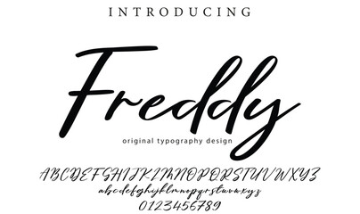 Freddy Font Stylish brush painted an uppercase vector letters, alphabet, typeface