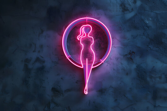 Illuminated pink neon sign Girl Power against a dark background, symbolizing empowerment and feminism - Powered by Adobe