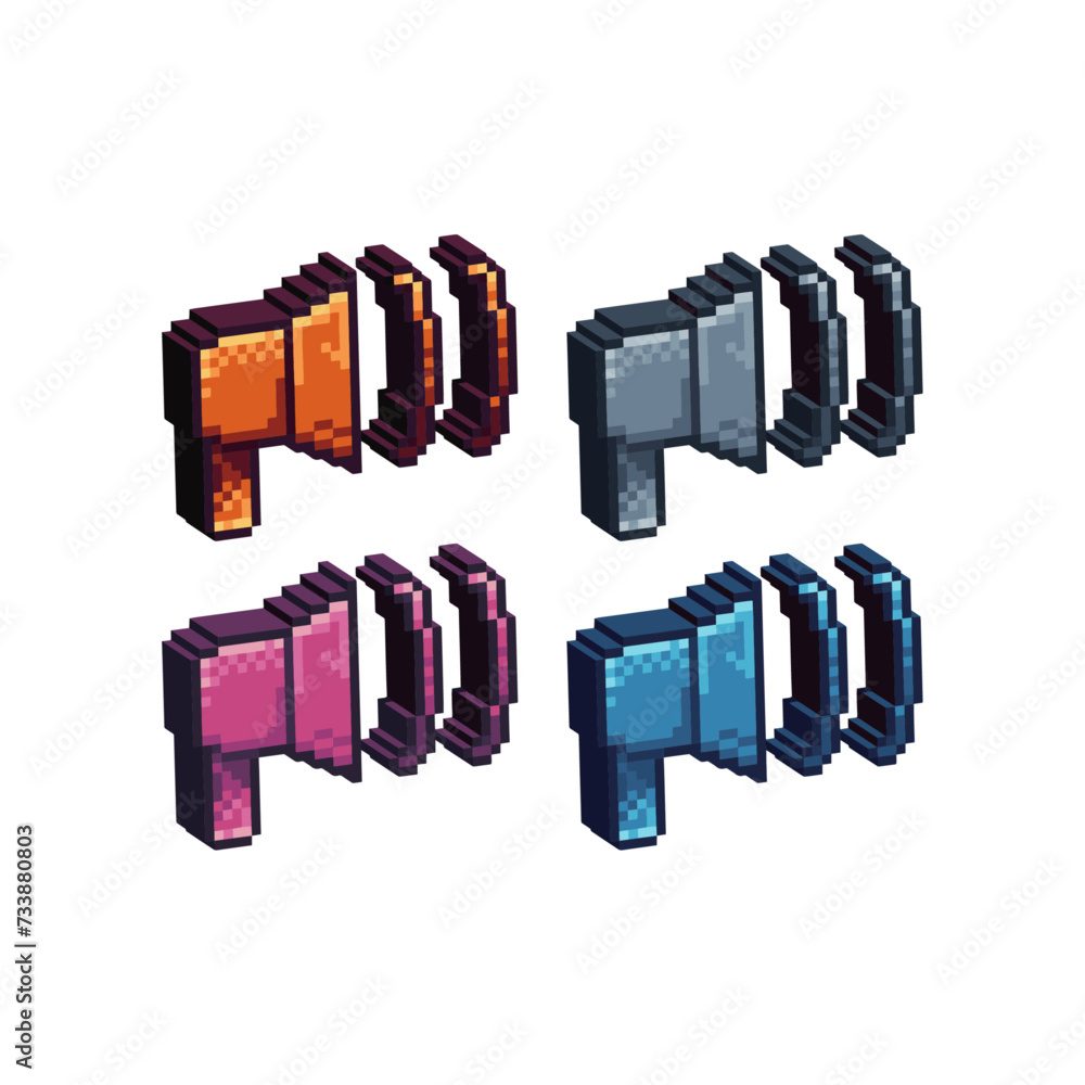 Poster isometric pixel art 3d of spekaer icon for items asset.loadspeaker icon on pixel bits style.8-bits p