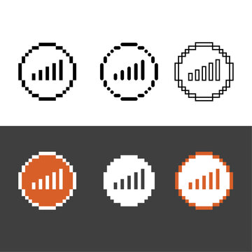 Pixel art outline sets icon of network in variation color.Wifi network icon on pixelated style. 8bits perfect for game asset or design asset element for your game design. Simple pixel art icon asset.