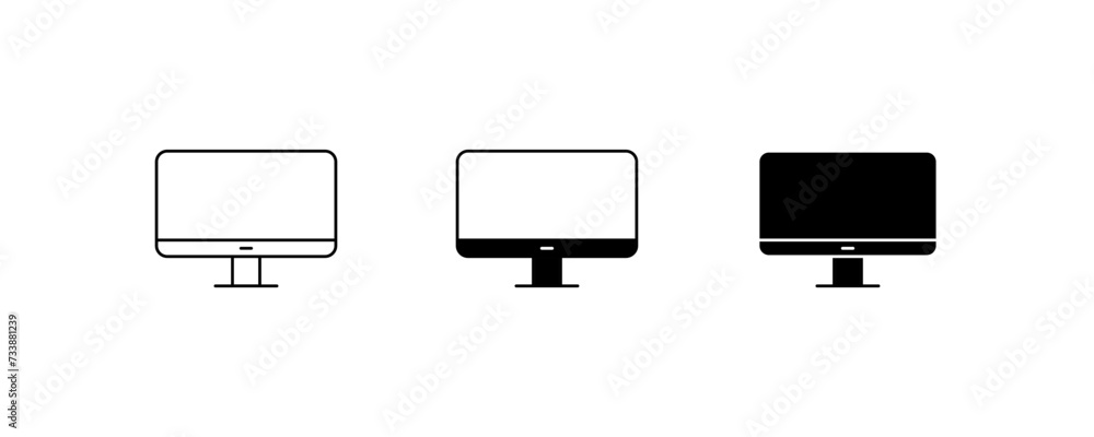 Poster monitor screen icons. line, computer screen icons buttons. vector icons