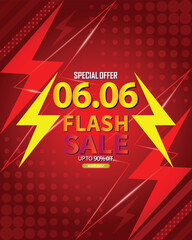 Sale banner template design 6.6  .  06.06 SPECIAL OFFER, MEGA SALE, FLASH SALE