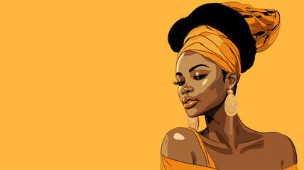 Vector illustration of an African woman in traditional attire  celebrating the rich cultural heritage and diversity of African clothing. simple minimalist illustration creative