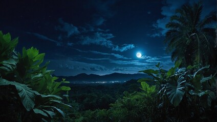 Fototapeta na wymiar tropical island at night