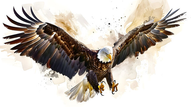 Flying eagle isolated on background