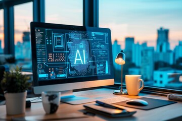 「AI」の文字が入ったグラフィック（テクノロジー・生成AI・人工知能・機械学習）