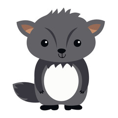 Flat illustration of a stylized gray wolf. Cartoon little wolf. Vector illustration