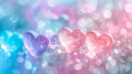 A heart-shaped light with a soft and cute light. Image of Valentine's Day and White Day. - obrazy, fototapety, plakaty