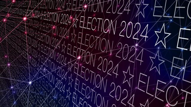 2024 election presidential politics and voting results shape connected lines of election background and typography