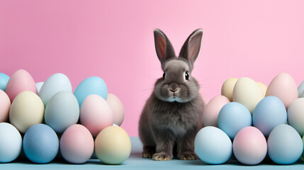 A charming grey rabbit - Powered by Adobe