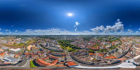 aschaffenburg germany, aerial pano 360° vr environment day, blue sky