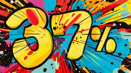 A playful "37%" in a pop art style against a background of comic book dots, infusing fun and vibrancy. 
