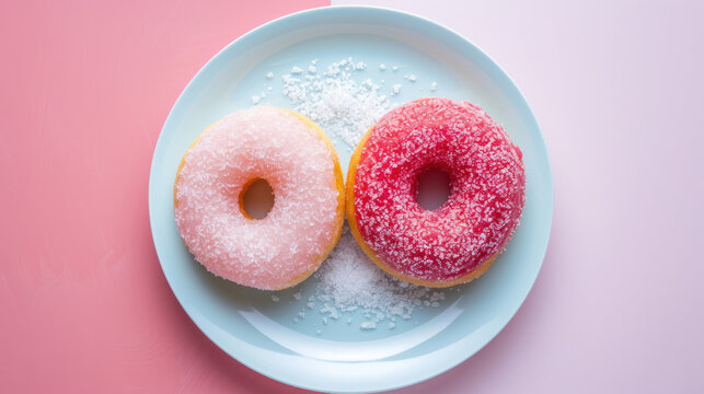 Two Donuts on a Plate With Sprinkles