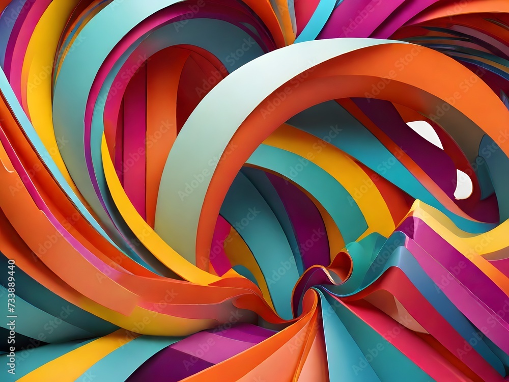 Poster 3d illustration of abstract background with multicolored lines in center. ai generated