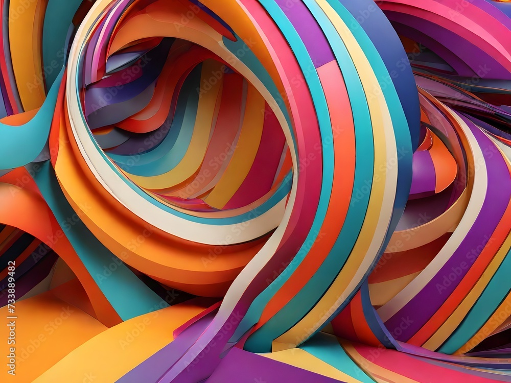 Poster 3d illustration of abstract background with multicolored lines in center. ai generated