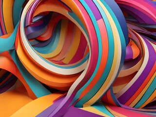 3d illustration of abstract background with multicolored lines in center.  AI Generated