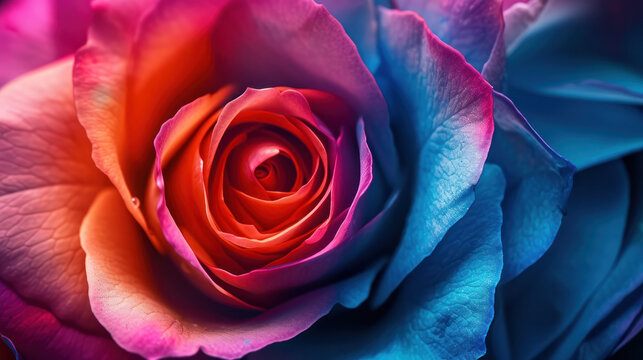 Close-Up of a Pink and Blue Rose