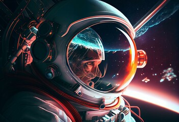 3D illustration of space travel in the future. Generative AI