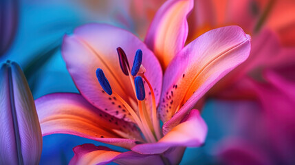 Fototapeta premium Close-Up of a Pink and Orange Flower