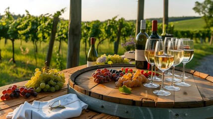 Wine Tasting Experience in Vineyard at Sunset