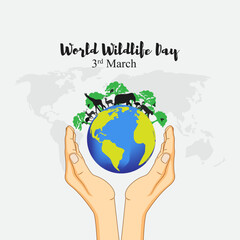 Vector illustration of World Wildlife Day social media feed template