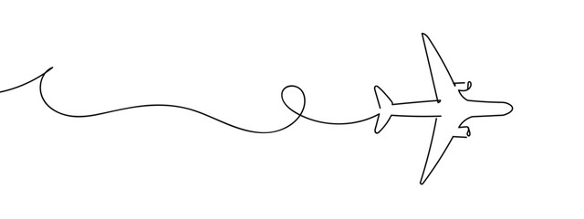airplane line art style vector with transparent background. © Proongnee
