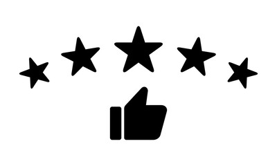 Five star with thumb up icon vector. Customer experience feedback sign symbol