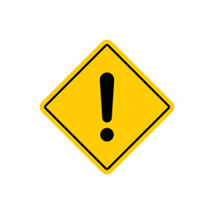 Yellow square sign with exclamation mark icon vector. Warning symbol