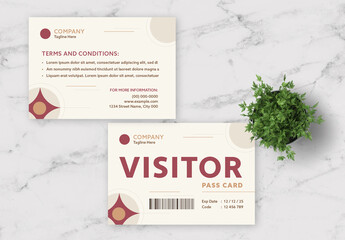 Beige and Red Geometric Pass Card