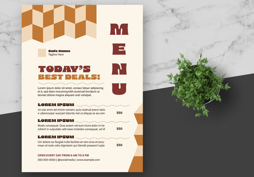 Brown and Orange Geometric Menu