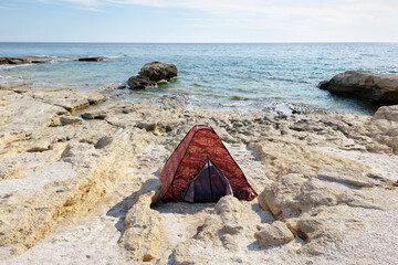 Tent on the seashore.