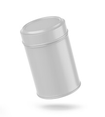 Tin food jar with lid blank template, 3d illustration.
